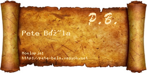 Pete Béla névjegykártya